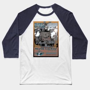 Retro Steam Rail Travel_05 Baseball T-Shirt